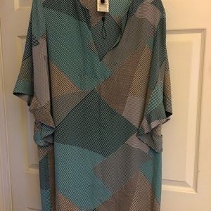 BCBG MaxAzria Tati geo print ruffle sleeve shift dress